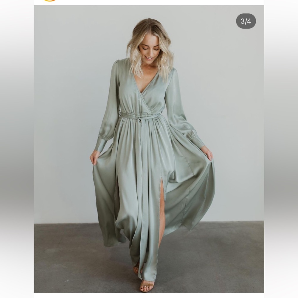 Baltic Born Jenna Sage Satin Maxi Dress